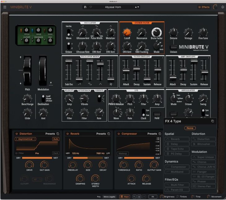 Arturia MiniBrute V Edit Page