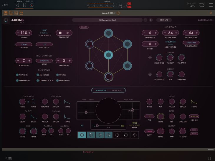 Audio Damage Axon 3 Hauptpanel