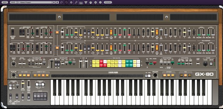 die GUI des Cherry Audio GX-80 Software-Synthesizer