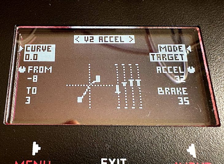 Acceleration-Menü des Gamechanger Audio Motor Synth MKII