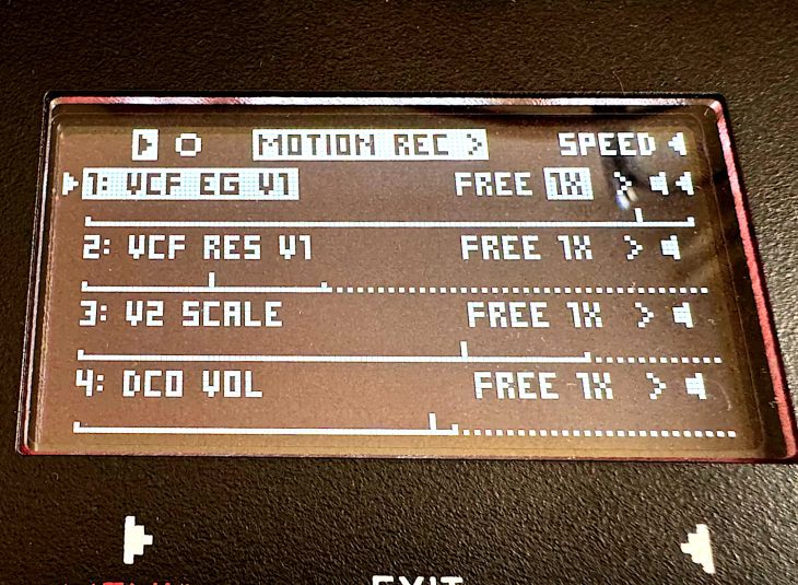 Der Motion Recorder des Gamechanger Audio Motor Synth MKII