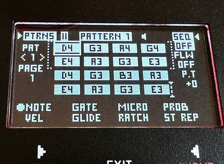 Sequenzer des Gamechanger Audio Motor Synth MKII