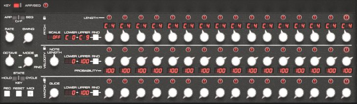 Sequenzer Einzelansicht des GForce Software Oberheim OB-1