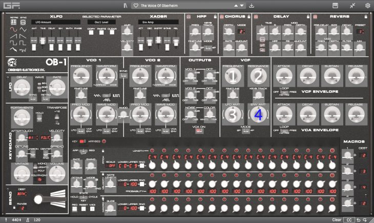 Darstellung der MID-Learn-Funktion des GForce Software Oberheim OB-1