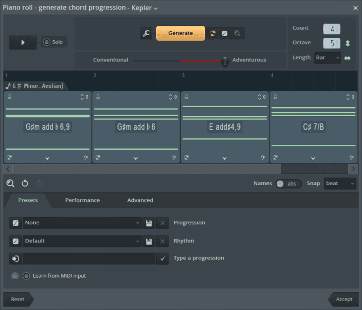 Imageline FL Studio 2024 - Chord Progression Tool Adventurous