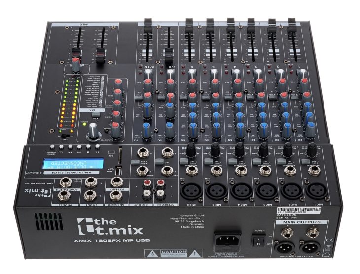 the t.mix xmix 1202 FXMP USB Test Rückseitenansicht